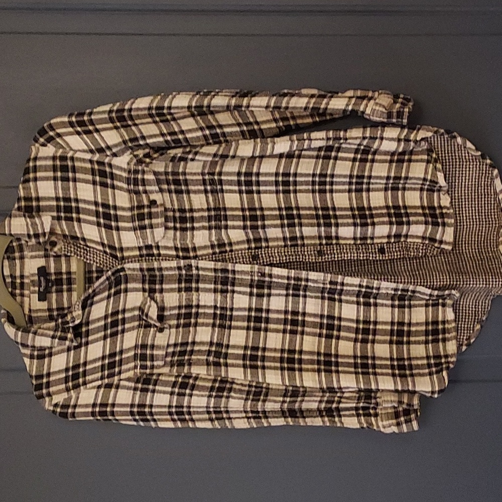 Madewell black and white checked cotton plaid button down, soft size xs